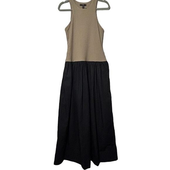 NEW Banana Republic Ribbed Racerback Tank Drop Waist Maxi Dress Olive Black Sz M - Picture 6 of 14